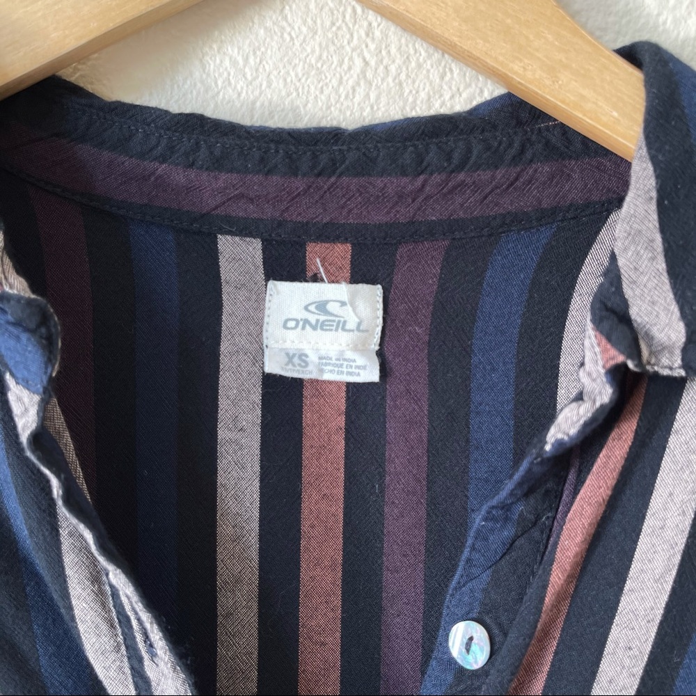 O’Neill Demi Stripe Shirt Button Up Tie Front XS - Picture 7 of 14